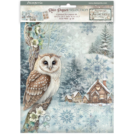 Stamperia  - Pack of 6 Rice papers -  21cm x 29.7cm - A4 - The Owl's Home