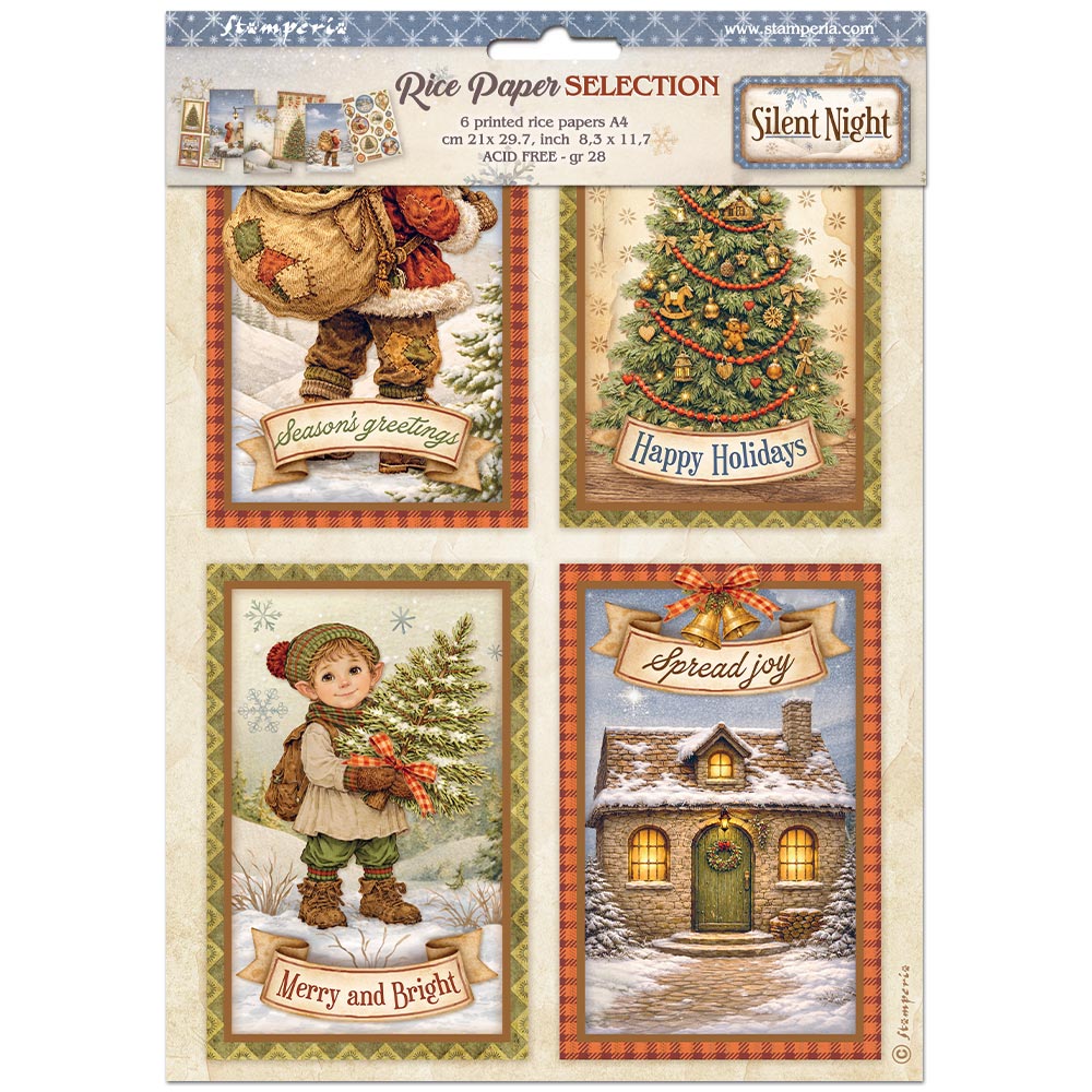Stamperia  - Pack of 6 Rice papers - 21cm x 29.7cm - A4 - Silent Night