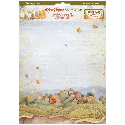 Stamperia  - Pack of 6 Rice papers -  21cm x 29.7cm - A4 - Whispering Woods