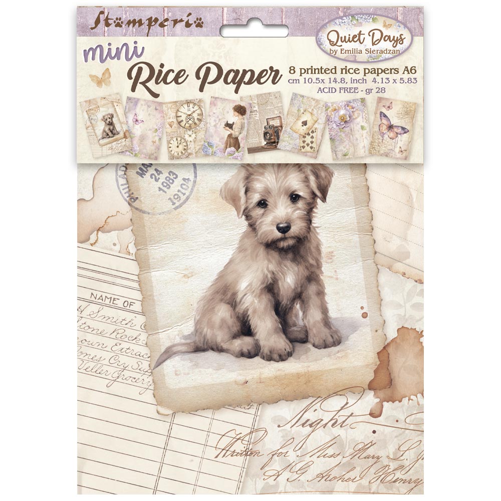 Stamperia  - Pack of 8 Mini Rice papers - A6 - Quiet Days