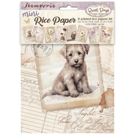 Stamperia  - Pack of 8 Mini Rice papers - A6 - Quiet Days
