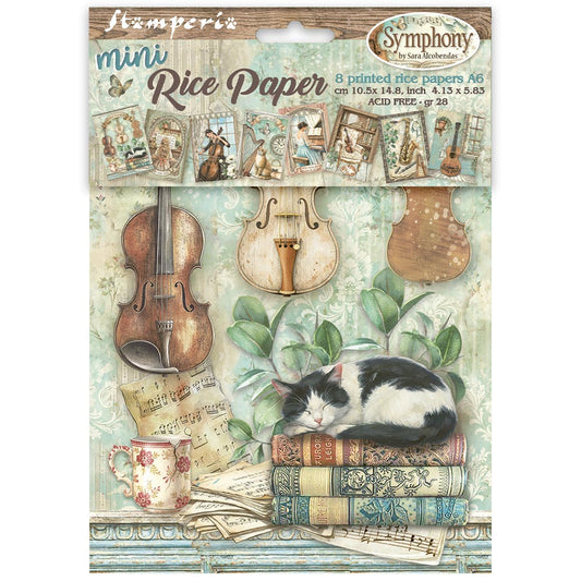 Stamperia  - Pack of 8 Mini Rice papers - A6 - Symphony
