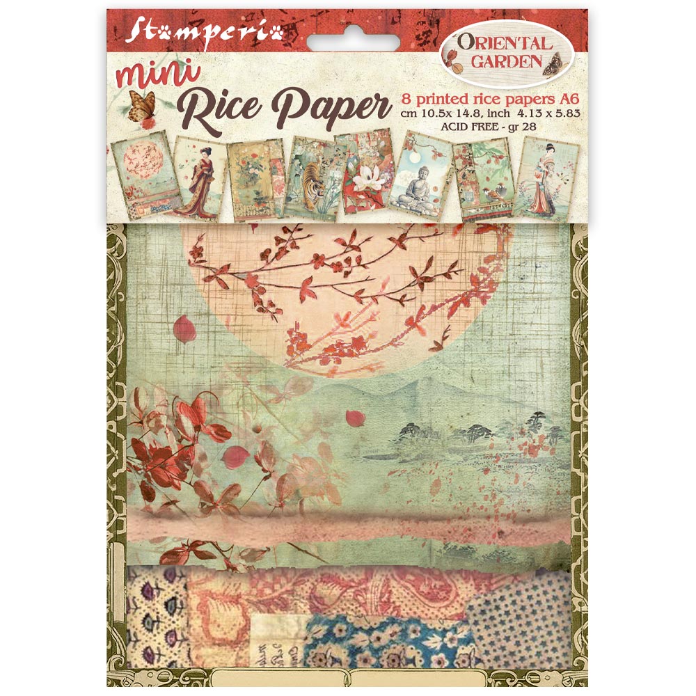 Stamperia  - Pack of 8 Mini Rice papers - A6 - Oriental Gardens