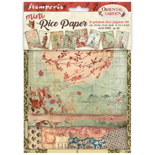 Stamperia  - Pack of 8 Mini Rice papers - A6 - Oriental Gardens