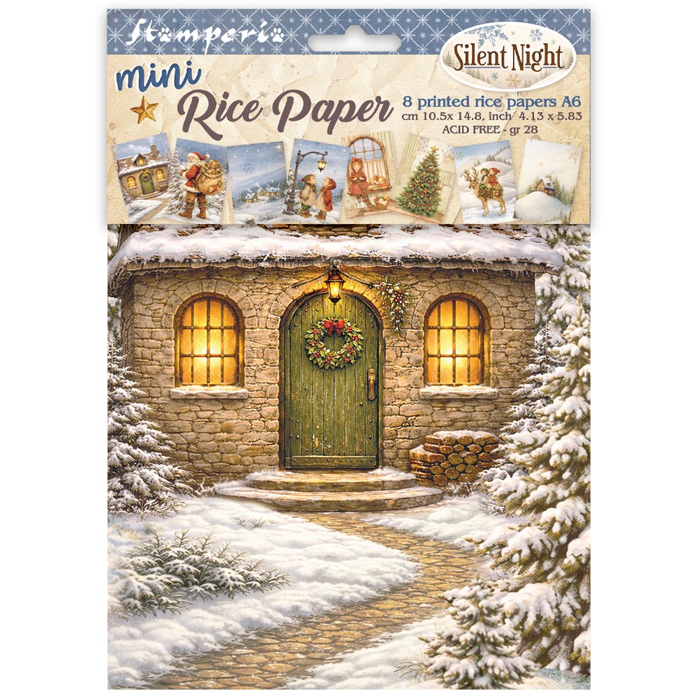Stamperia  - Pack of 8 Mini Rice papers - A6 - Silent Night