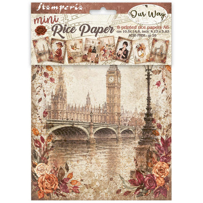 Stamperia  - Pack of 8 Mini Rice papers - A6 - Our Way
