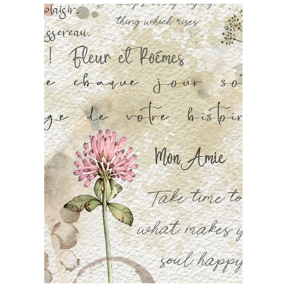 Stamperia  - Pack of 8 Mini Rice papers - A6 - Flowers and Poems