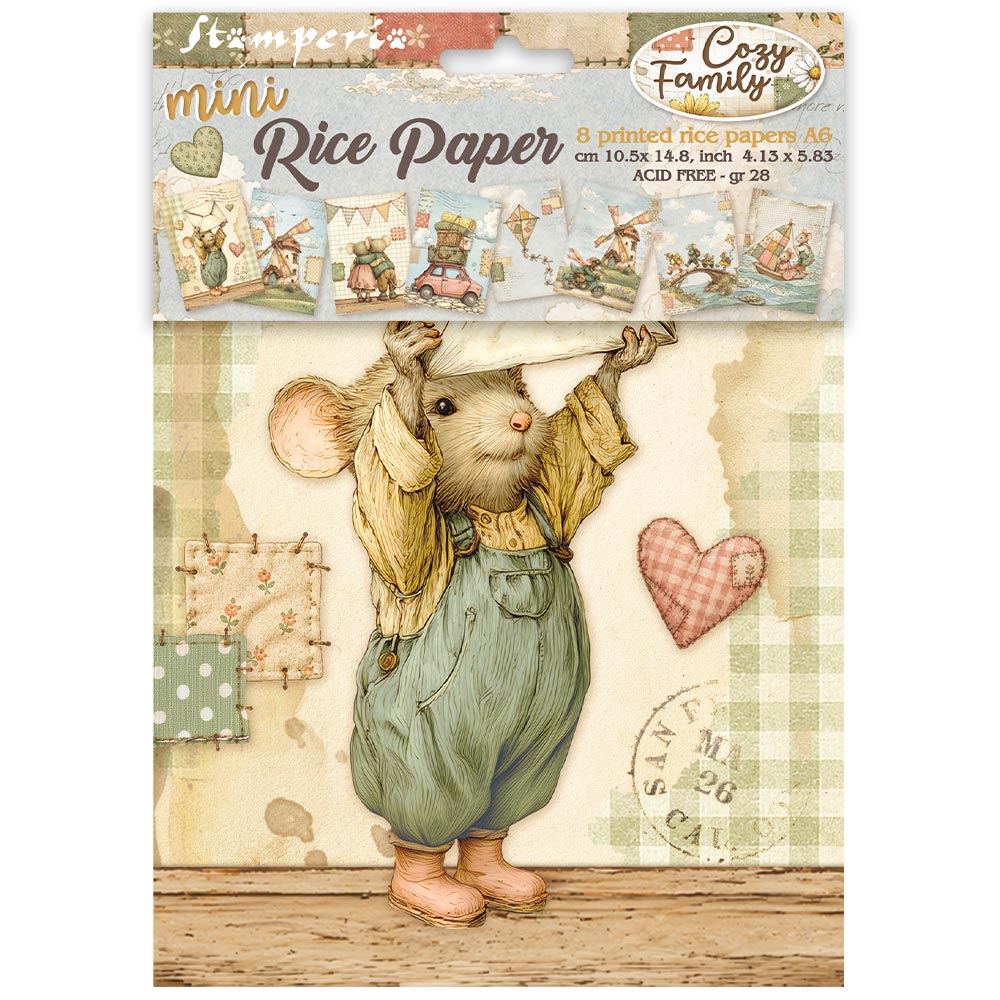 Stamperia  - Pack of 8 Mini Rice papers - A6 - Cozy Family