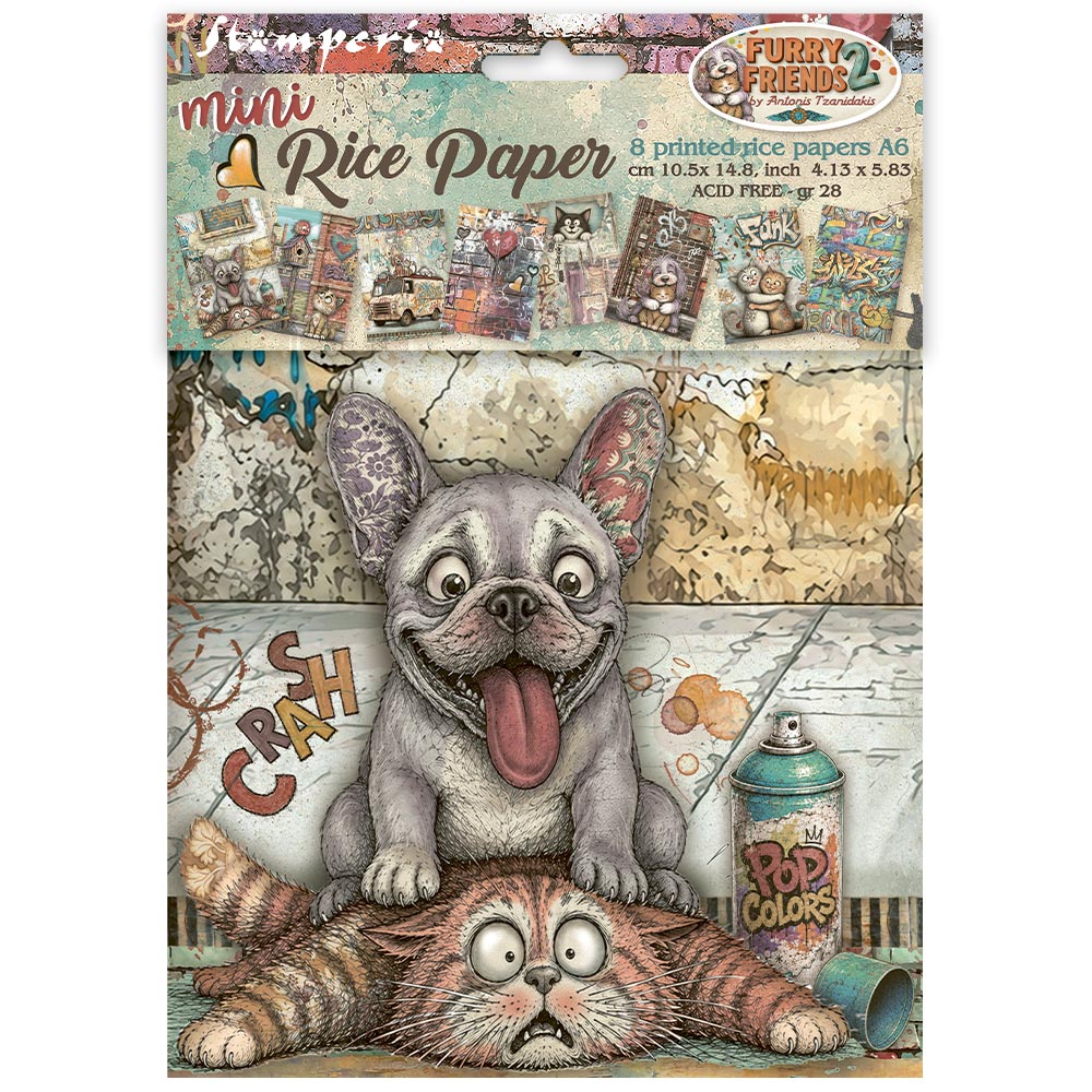 Stamperia  - Pack of 8 Mini Rice papers - A6 - Furry Friends 2