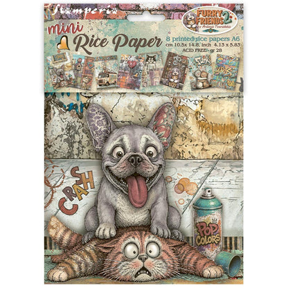 Stamperia  - Pack of 8 Mini Rice papers - A6 - Furry Friends 2