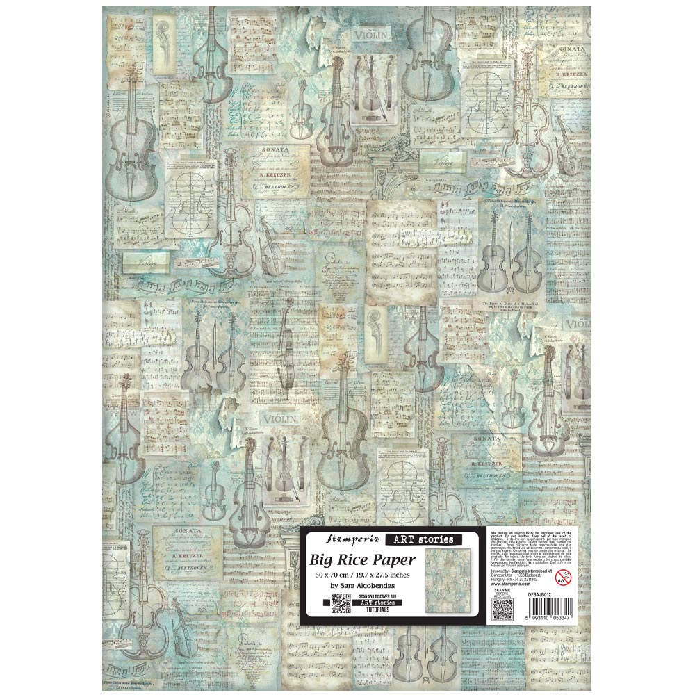 Stamperia  - Rice Paper - 50 x 70 - Symphony and music pattern