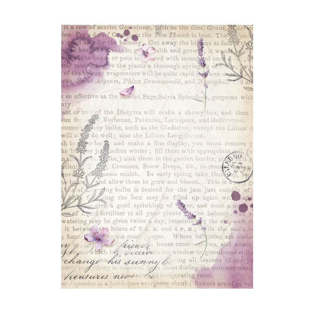 Stamperia  - Pack of 8 Rice papers -  10.5cm x 14.8cm - A6 -  Lavender