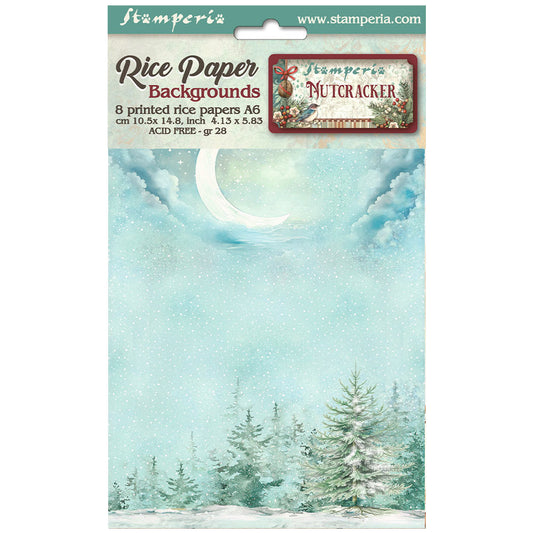 Stamperia  - Pack of 8 Rice papers -  10.5cm x 14.8cm - A6 Backgrounds - The Nutcracker