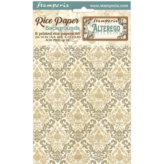 Stamperia  - Pack of 8 Rice papers -  10.5cm x 14.8cm - A6 - Alterego