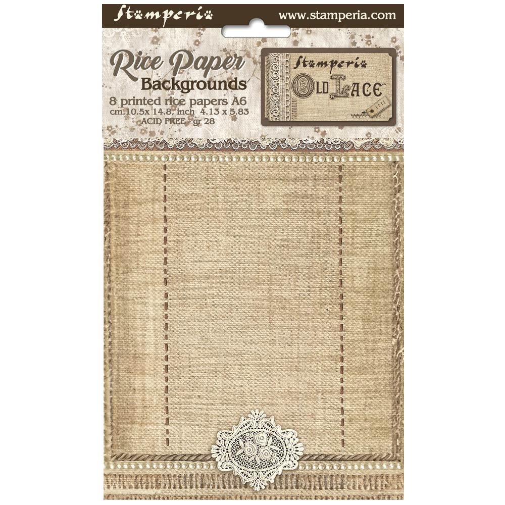 Stamperia  - Pack of 8 Rice papers -  10.5cm x 14.8cm - A6 -  Old Lace