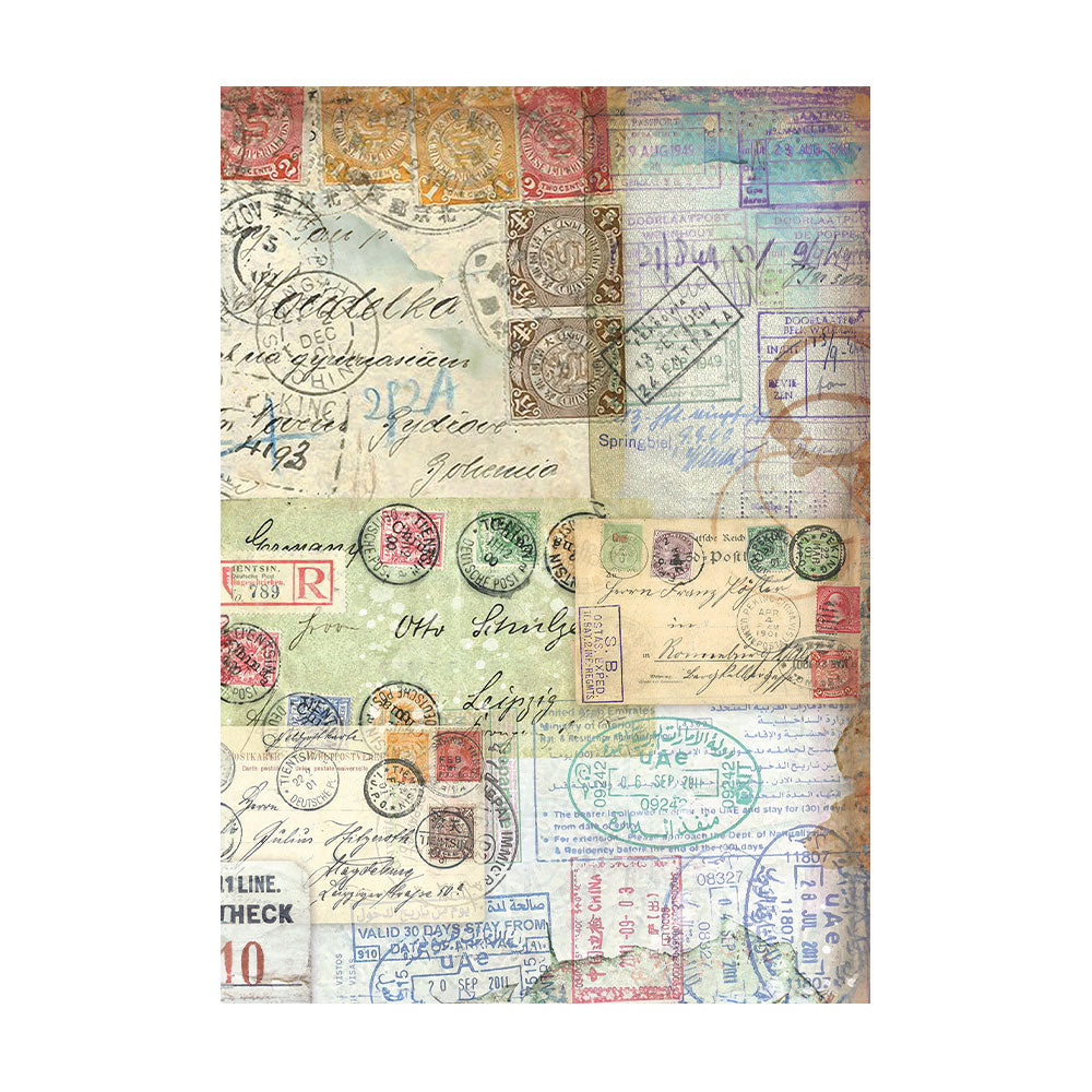 Stamperia  - Pack of 8 Rice papers -  10.5cm x 14.8cm - A6 - Art of Travelling