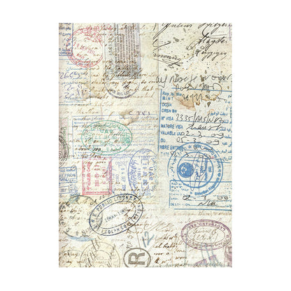 Stamperia  - Pack of 8 Rice papers -  10.5cm x 14.8cm - A6 - Art of Travelling