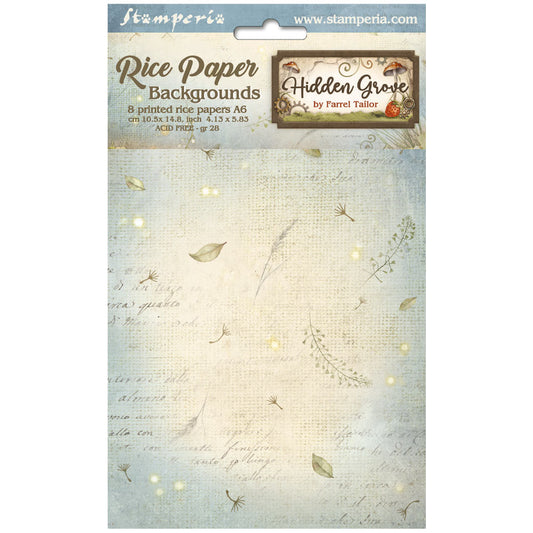 Stamperia  - Pack of 8 Rice papers -  10.5cm x 14.8cm - A6 - Hidden Grove