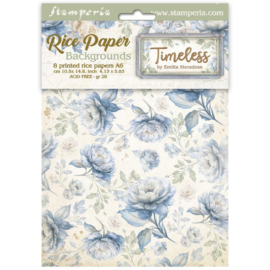 Stamperia  - Pack of 8 Rice papers -  10.5cm x 14.8cm - A6 - Timeless