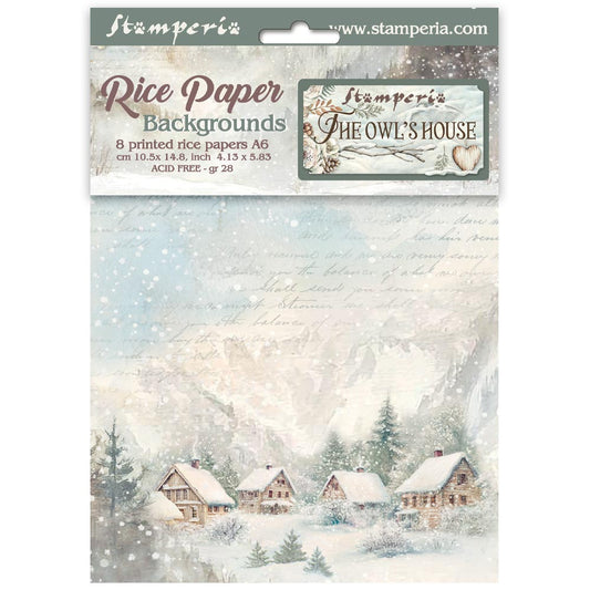 Stamperia  - Pack of 8 Rice papers -  10.5cm x 14.8cm - A6 - The Owl's House