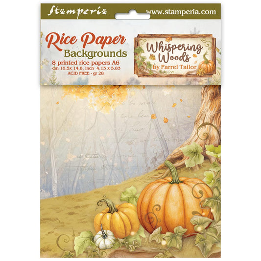 Stamperia  - Pack of 8 Rice papers -  10.5cm x 14.8cm - A6 - Whispering Woods