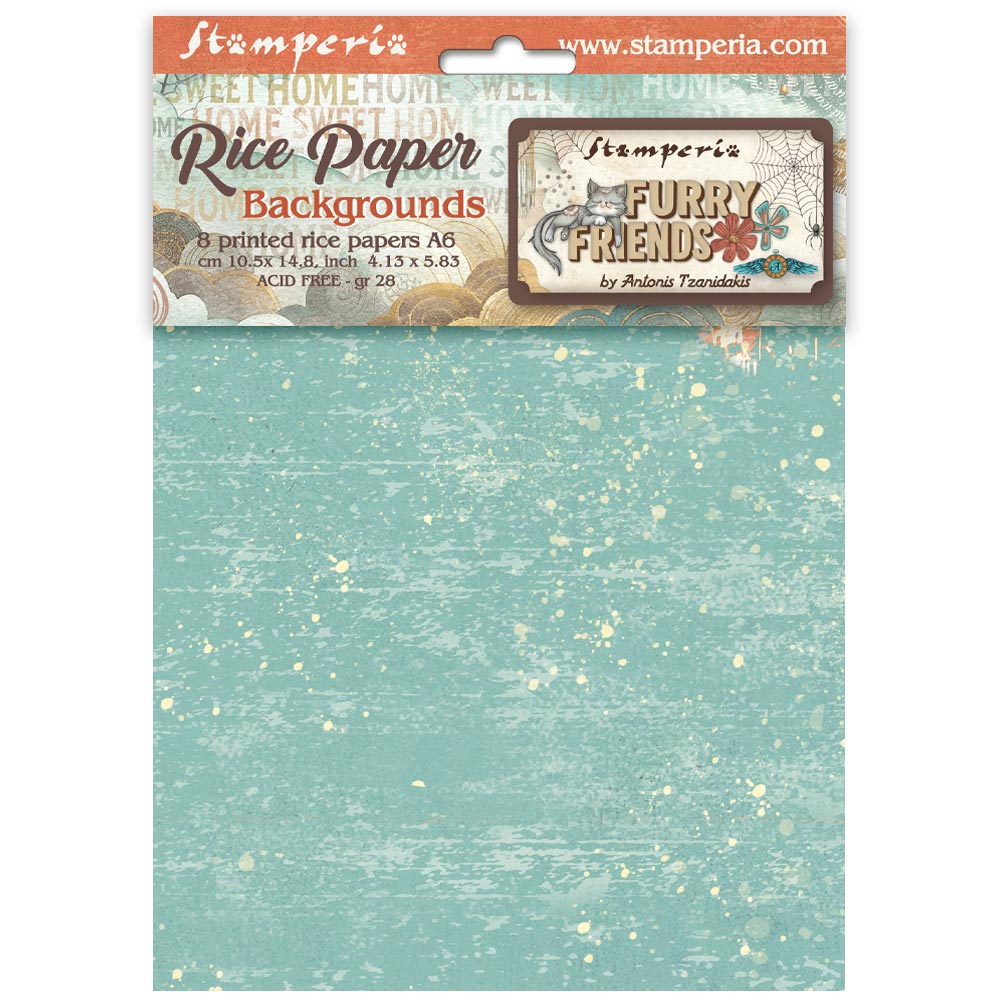 Stamperia  - Pack of 8 Rice papers -  10.5cm x 14.8cm - A6 - Furry Friends