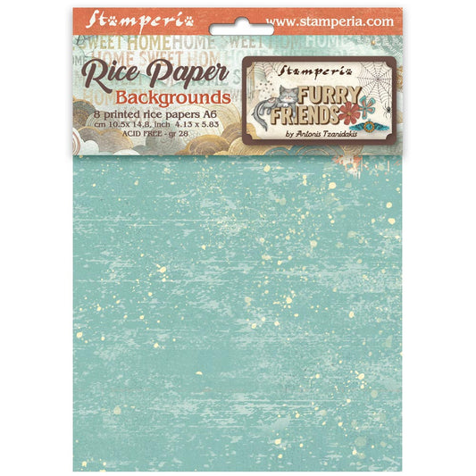 Stamperia  - Pack of 8 Rice papers -  10.5cm x 14.8cm - A6 - Furry Friends