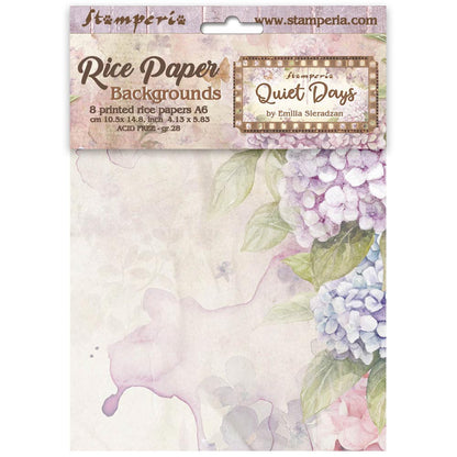 Stamperia  - Pack of 8 Rice papers - A6 Backgrounds - Quiet Days