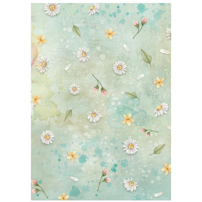 Stamperia  - Pack of 8 Rice papers - A6 Backgrounds - Daisy Art