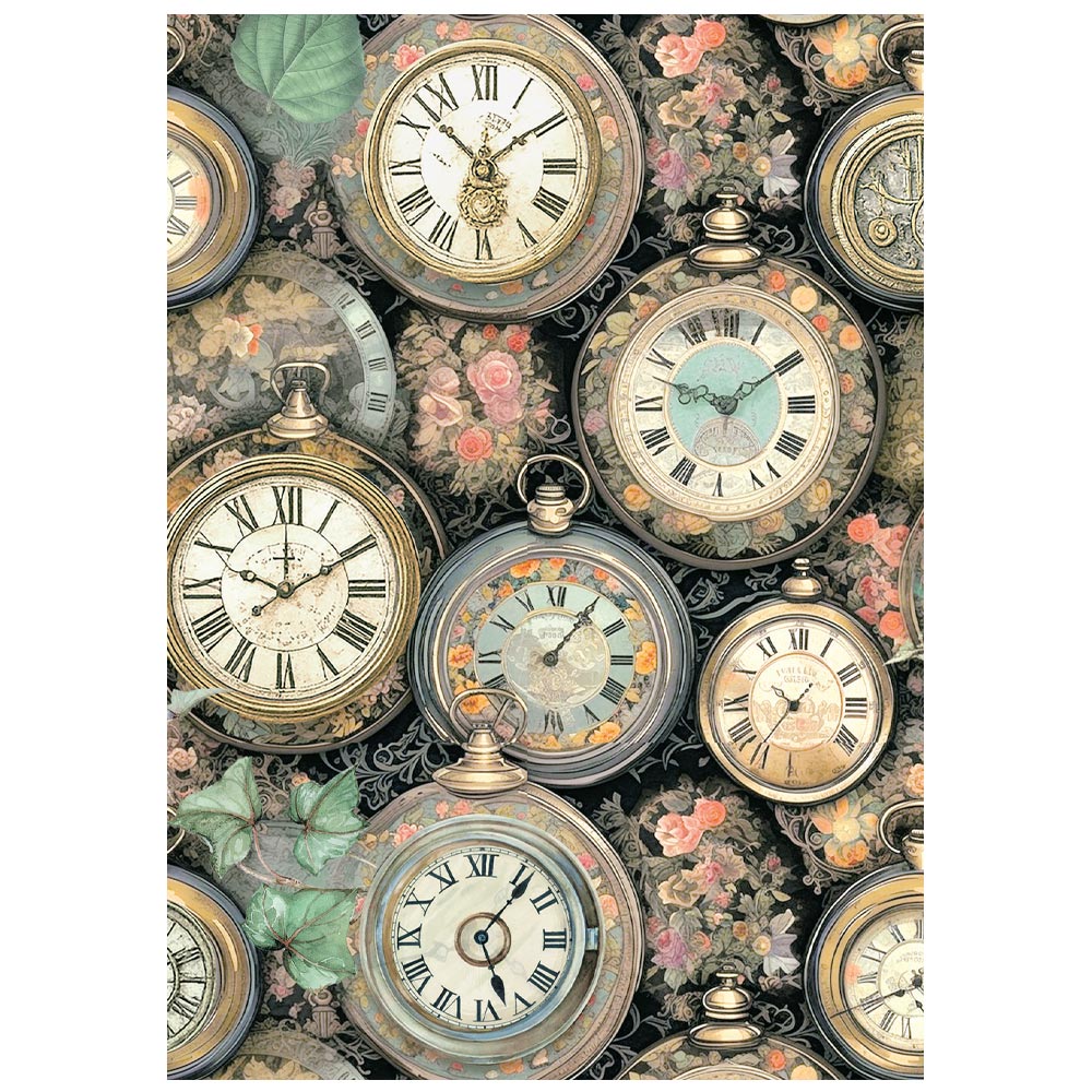 Stamperia  - Pack of 8 Rice papers -  4.14cm x 5.83 cm - Backgrounds A6 - Garden of Time
