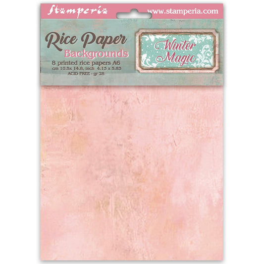 Stamperia  - Pack of 8 Rice papers - 4.14cm x 5.83 cm - Backgrounds A6 Winter Magic