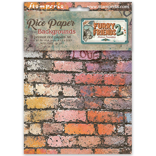Stamperia  - Pack of 8 Rice papers -  10.5cm x 14.8cm - A6 - Furry Friends 2