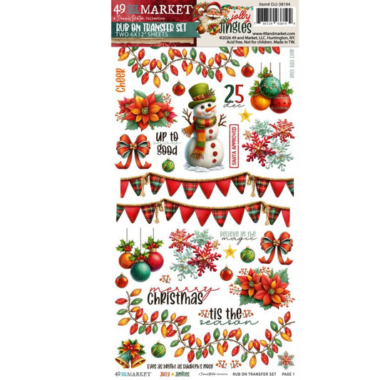 49 and Market - Rub On Transfer set  - 2 Sheets 6x12' - Jolly Jingles