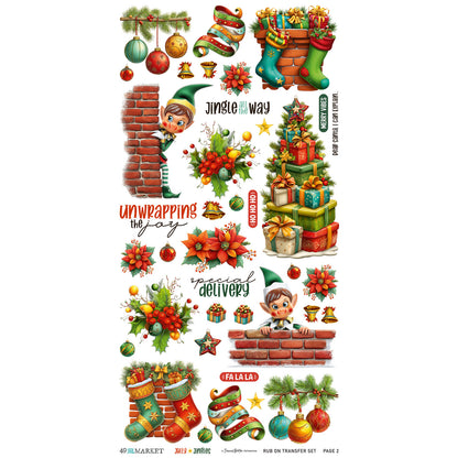49 and Market - Rub On Transfer set  - 2 Sheets 6x12' - Jolly Jingles
