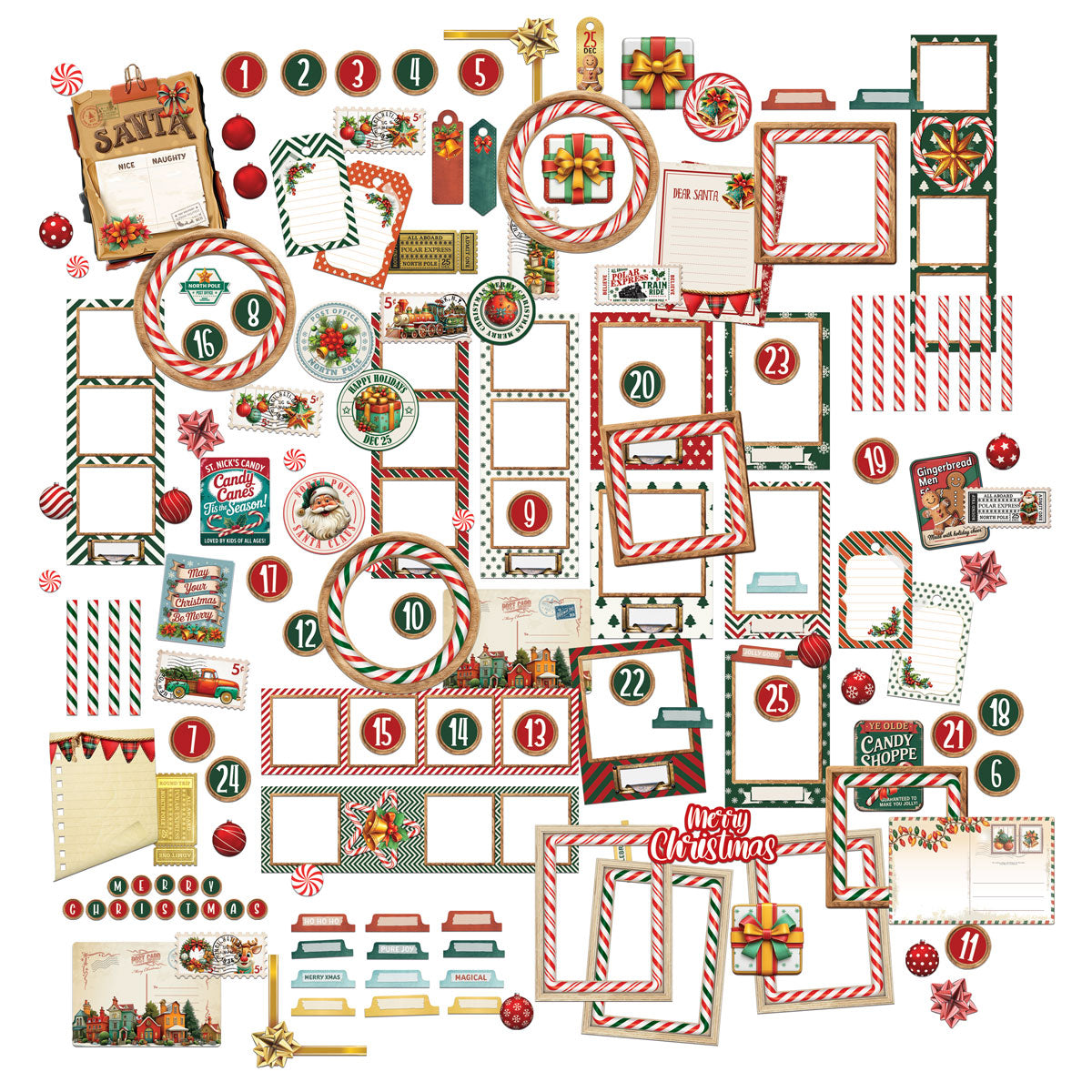 49 and Market  - Ephemera  & Frame Set - Jolly Jingles 149 pieces