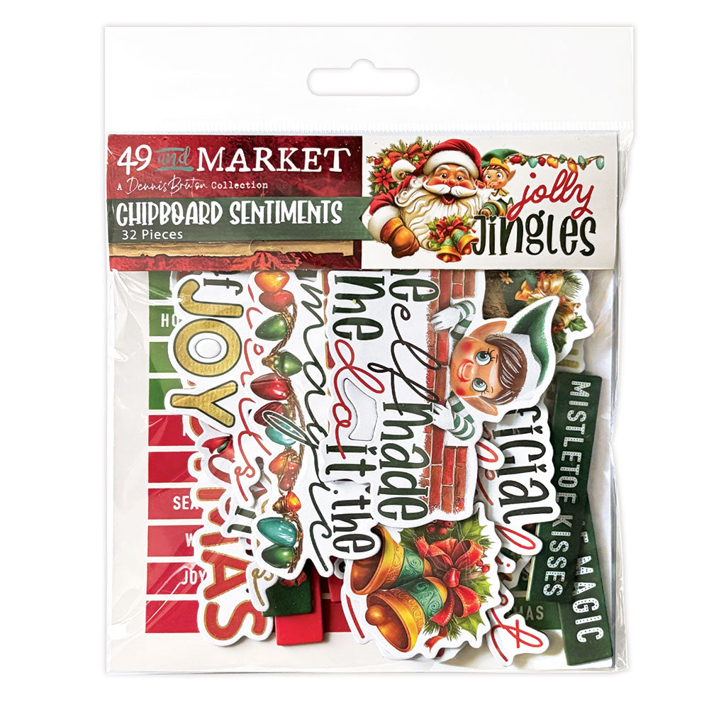 49 and Market - Chipboard Sentiments 32 Pieces - Jolly Jingles