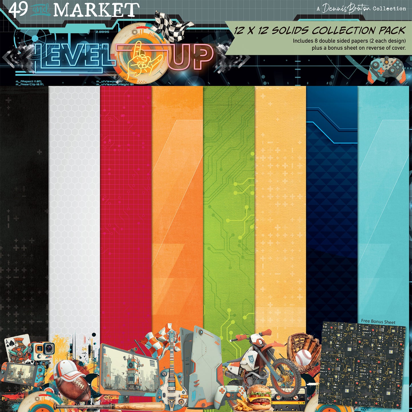 49 and Market - 12 x 12 Solid Cardstock Pack - Level Up