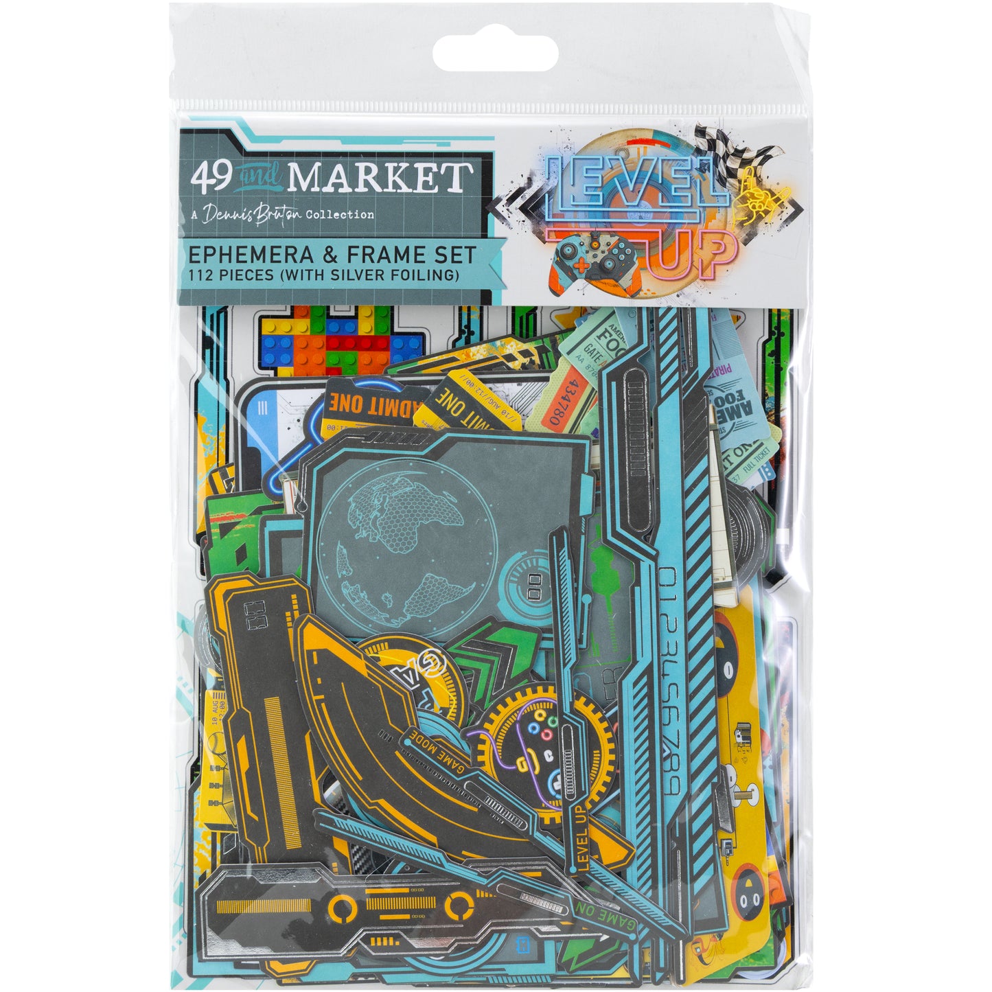 49 and Market  - Ephemera  & Frame Set - 112 pieces with silver foiling -  Level Up