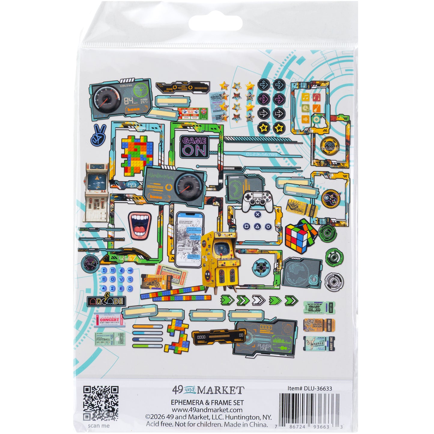 49 and Market  - Ephemera  & Frame Set - 112 pieces with silver foiling -  Level Up