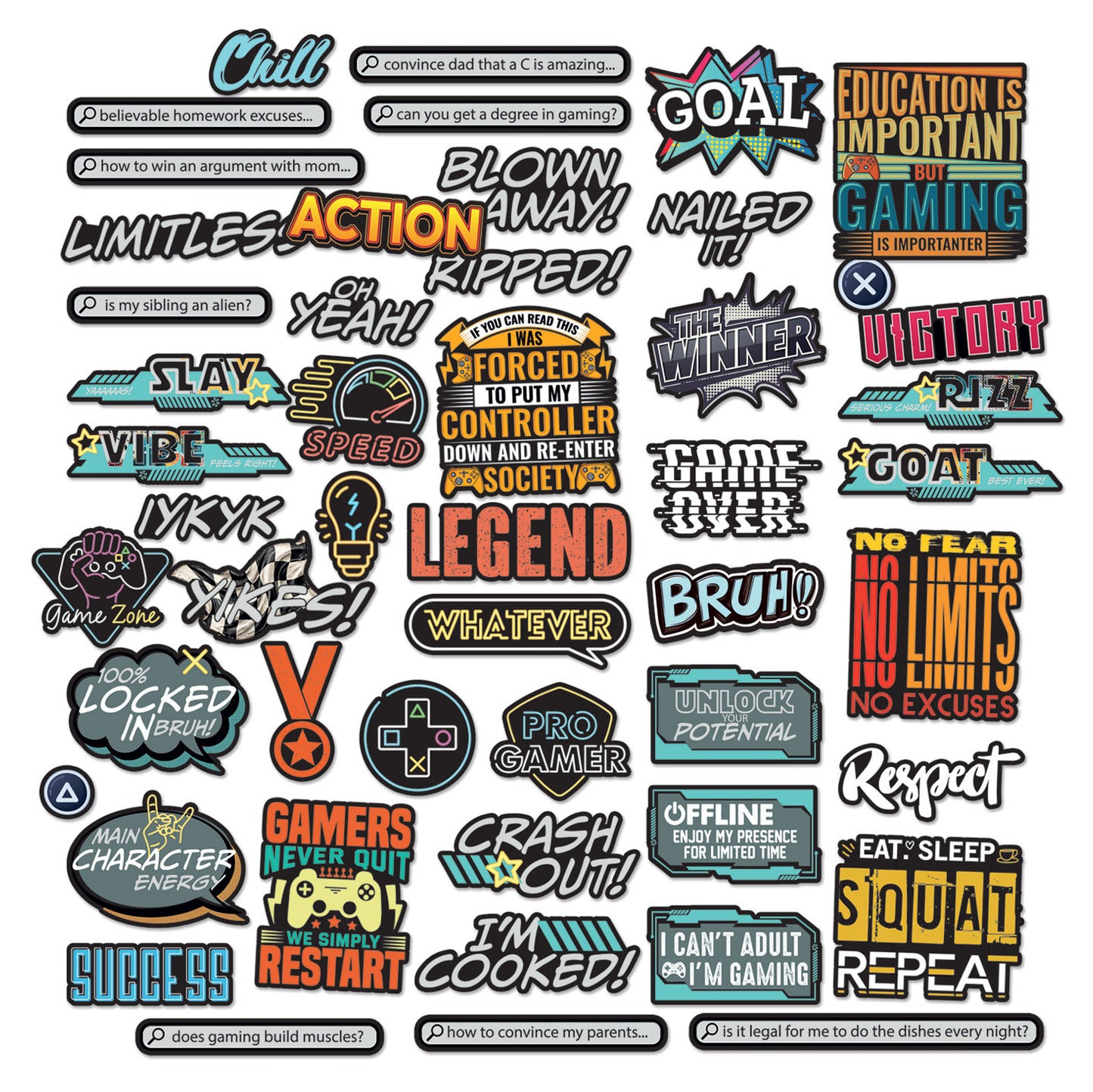 49 and Market - Chipboard Sentiments 50 Pieces - Level Up