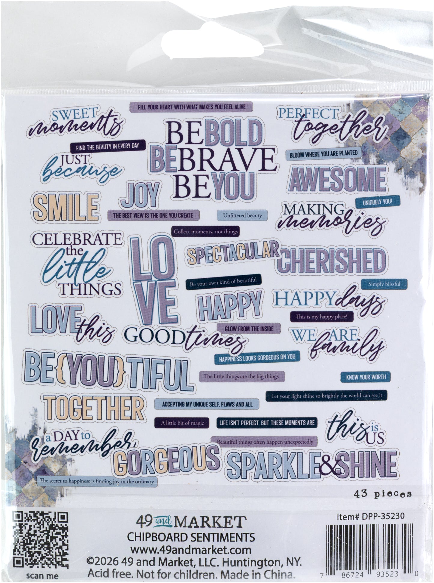 49 and Market - Chipboard Sentiments - 43 pieces - Plume & Petal