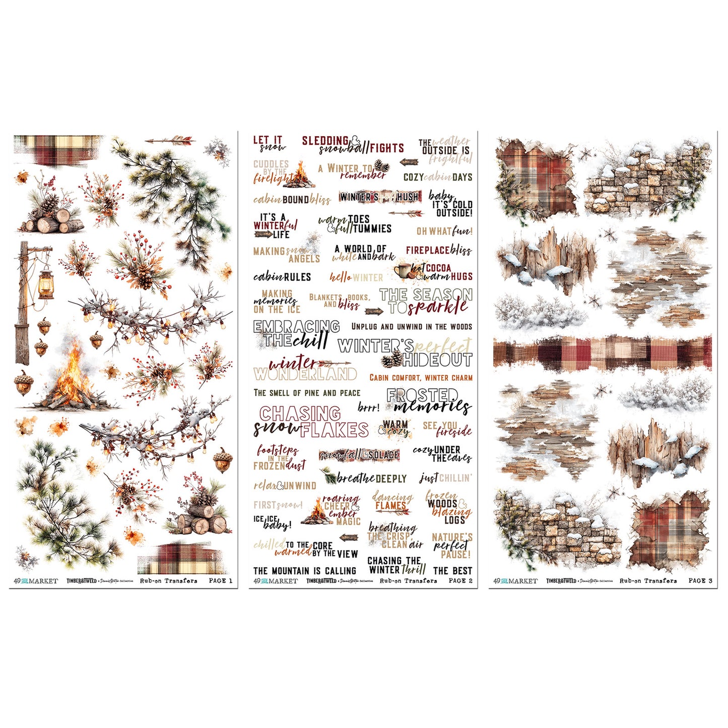 49 and Market - Rub On Transfers  - 3 Sheets 6x12' - Timber & Tweed