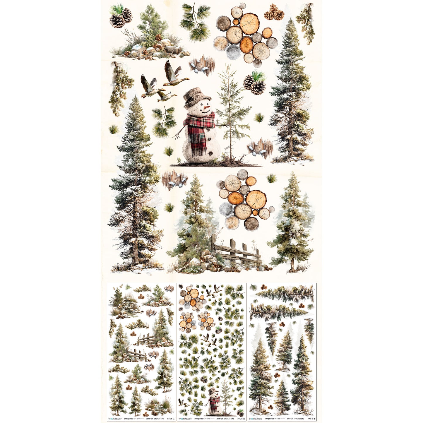 49 and Market - Rub On Transfers  - 3 Sheets 6x12' - Timber & Tweed