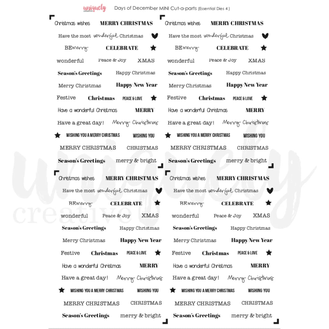 Uniquely Creative - Days of December Mini Cut -a-part Sheet (Essential ...