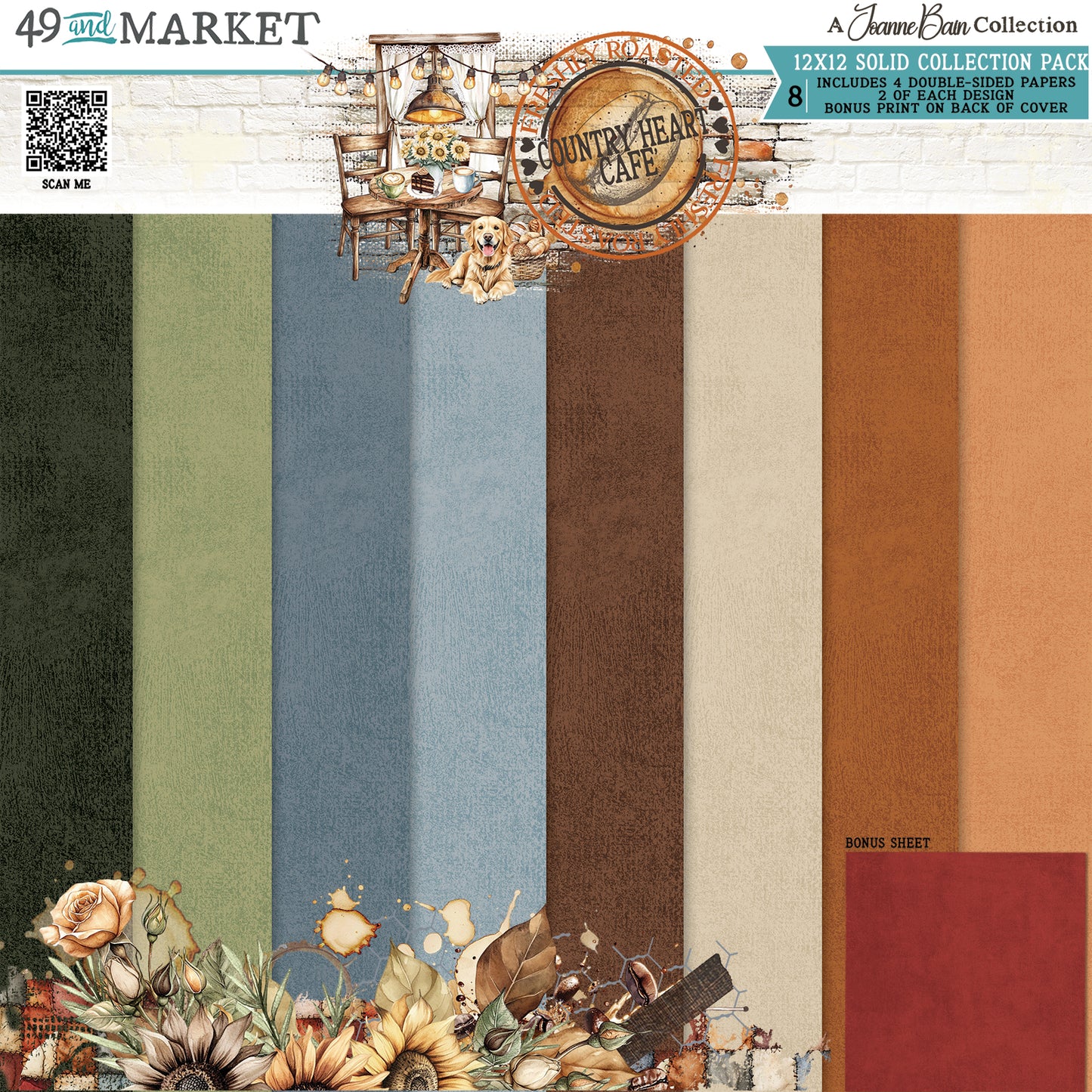 49 and Market - 12 x 12 Solid Cardstock Pack - Country Heart Cafe