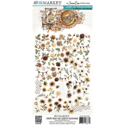 49 and Market - Laser cut Wildflowers - 4 sheets/123 pieces - Country Heart Cafe