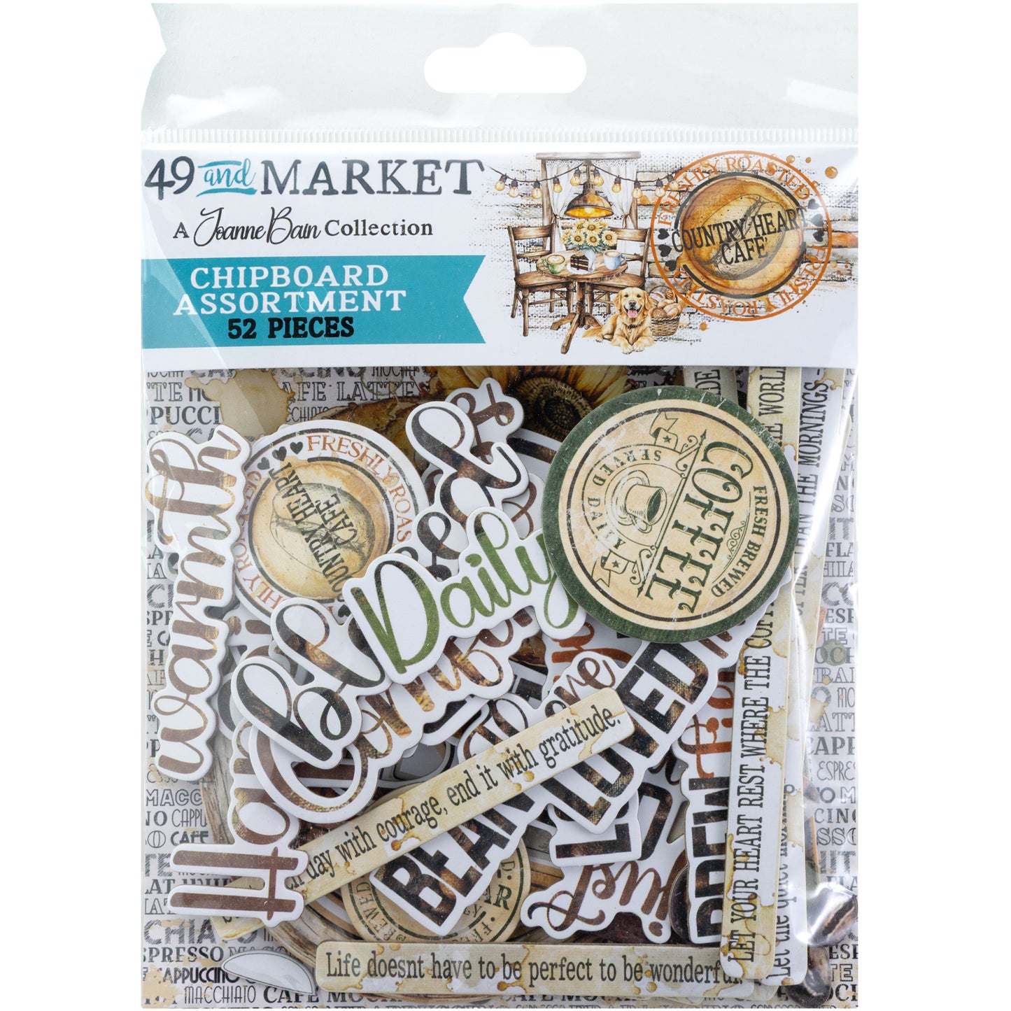 49 and Market - Chipboard Bits 52 Pieces - Country Heart Cafe