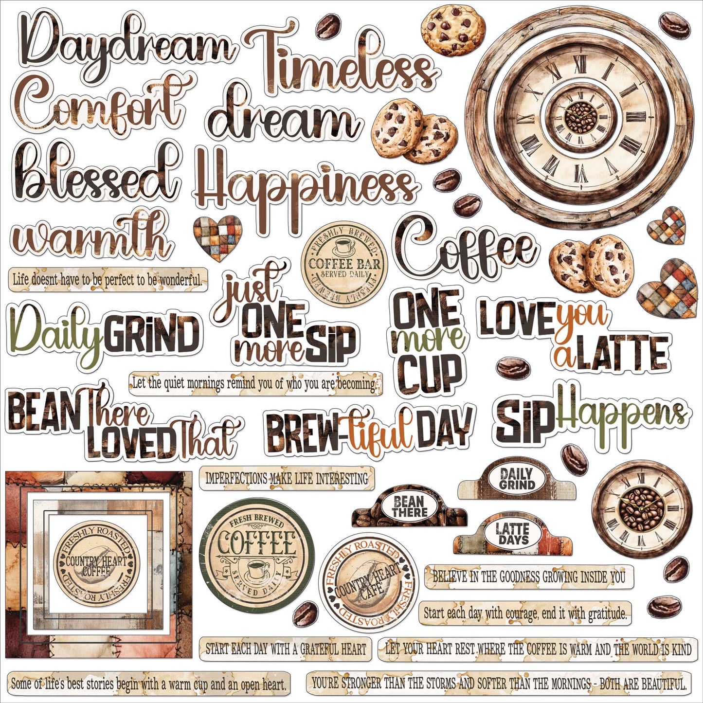 49 and Market - Chipboard Bits 52 Pieces - Country Heart Cafe