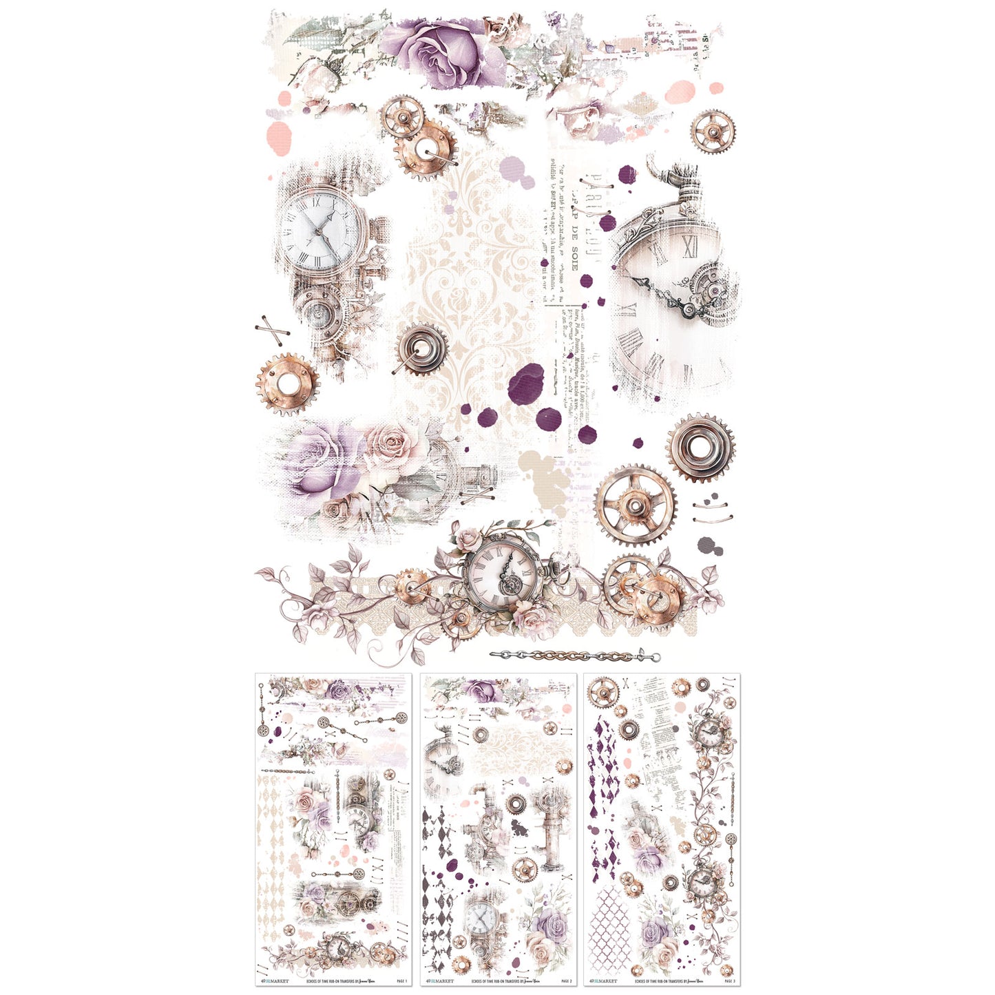 49 and Market - Rub On Transfers - Echoes of Time - 3 Sheets