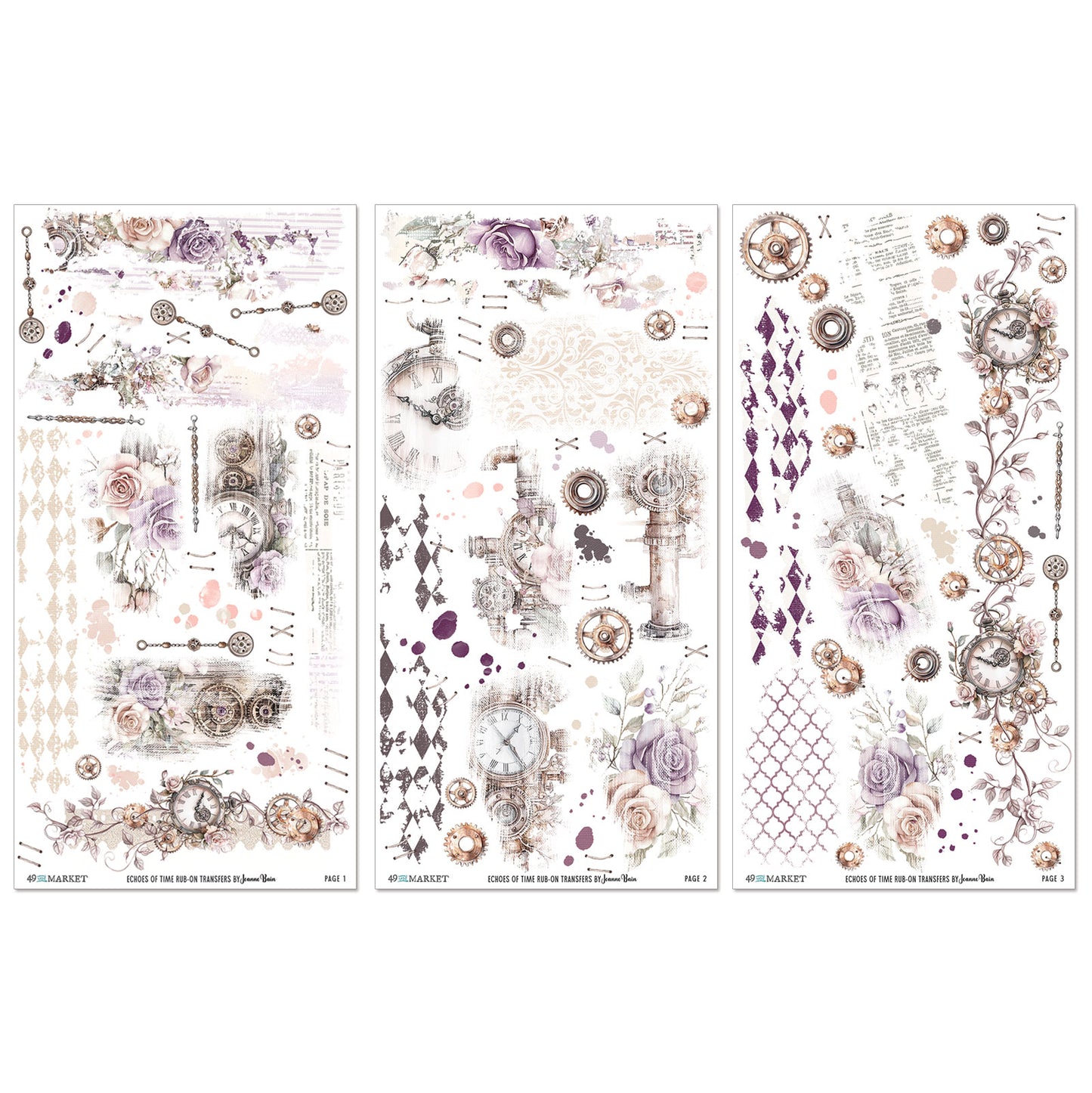 49 and Market - Rub On Transfers - Echoes of Time - 3 Sheets